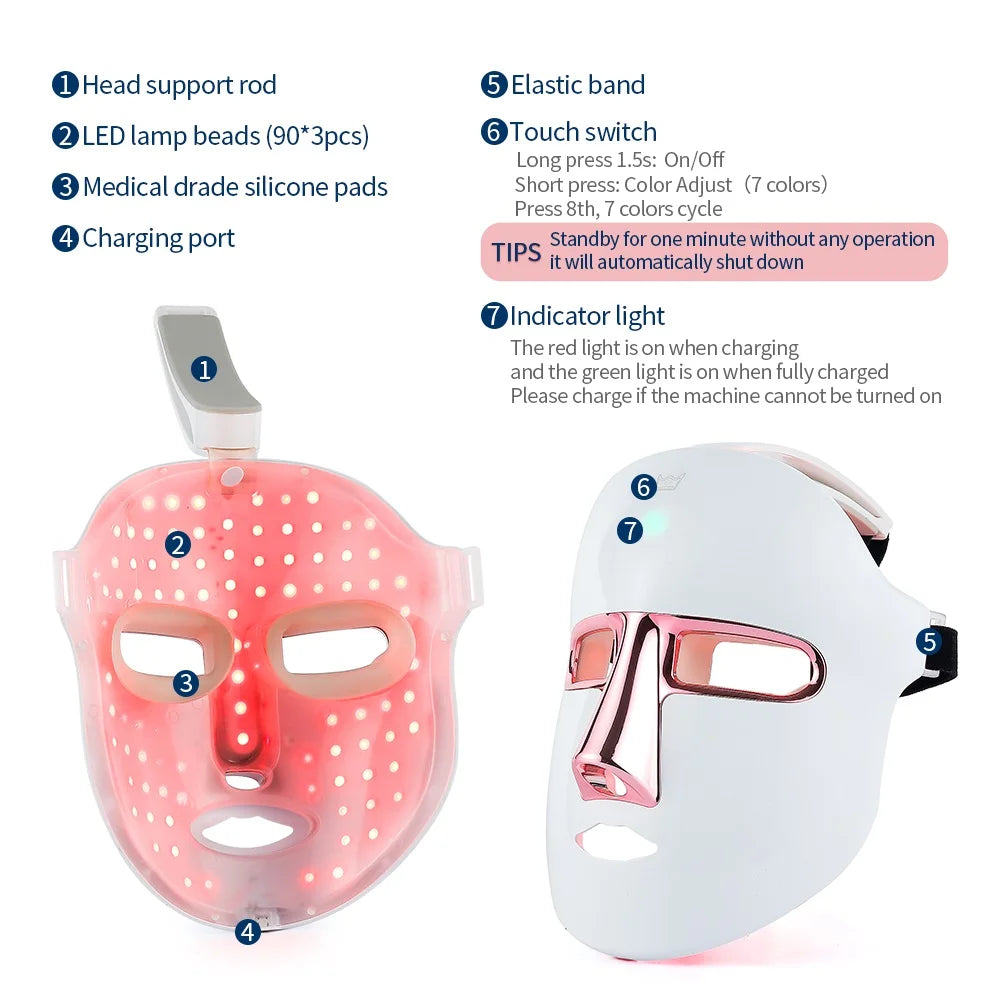 Wireless 7-Color LED Face Mask β Anti-Aging, Acne Treatment & Skin Tightening