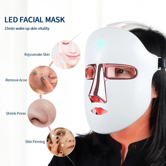 Wireless 7-Color LED Face Mask – Anti-Aging, Acne Treatment & Skin Tightening